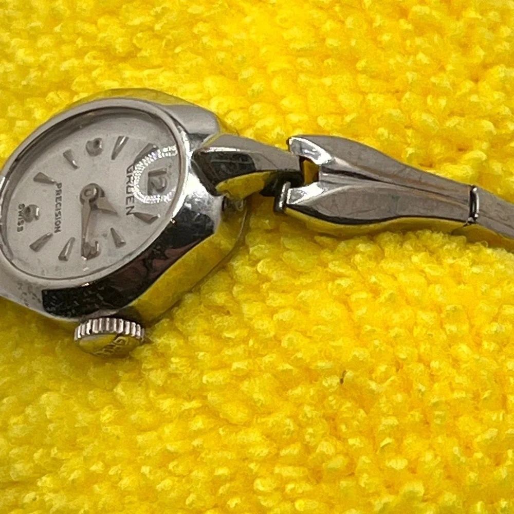 VTG Gruen 1940-50's Watch Womens Silver 10K Gold Filled Dremaus Rolled Gold Band